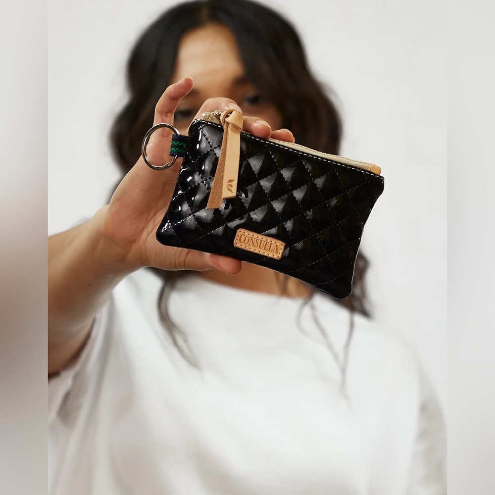 Consuela Black Quilted Key & Card Holder